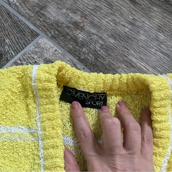 VINTAGE! Givenchy Sport Yellow and White Striped Cardigan, Button Closure, Large - Picture 6 of 6